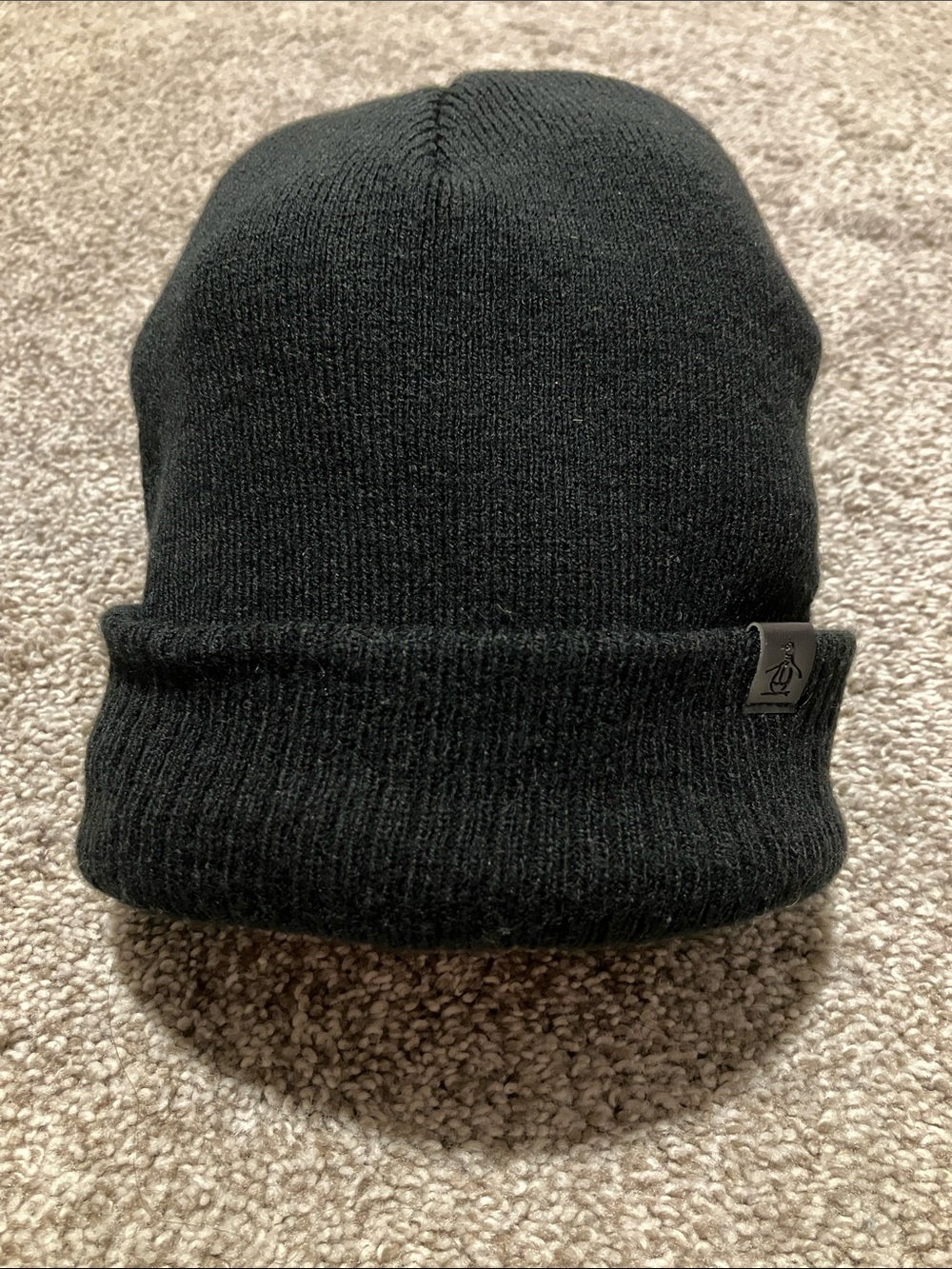 ORIGINAL PENGUIN BY MUNSINGWEAR BLACK WINTER KNIT BEANIE CUFFED HAT ONE SIZE